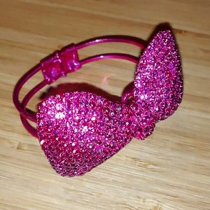 Pink Rhinestone Bow Bracelet